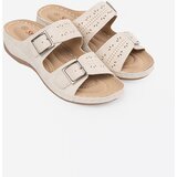 SEASTAR Low wedge sandals with buckles light beige | ePonuda.com