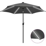 vidaXL Senčnik z LED lučkami in aluminijastim drogom 300 cm antraciten | Shoptok.si