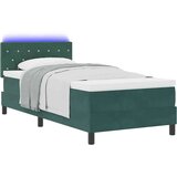 vidaXL Postelja s pomično posteljo in vzmetnico & LED Temno zelena 90x190 cm Žamet | Shoptok.si
