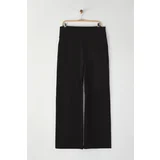 Trendyol Curve Black Thin Extra High Waist Wide Leg/Wide Cut Plus Size Trousers