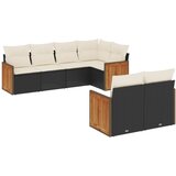 Maison Chic Seti vrtnega pohištva - Vrtna garnitura - Vrtni pohištvo set 7-delna z blazinami črn poli ratan, (21802235) | Shoptok.si