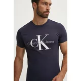 Calvin Klein Jeans Bombažna kratka majica moška, mornarsko modra barva, J30J320935