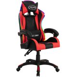 vidaXL racing stol z RGB LED lučkami rdeče in črno umetno usnje | Shoptok.si