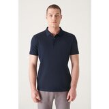 Avva Men's Navy Blue 100% Egyptian Cotton Regular Fit 3 Button Polo Collar T-shirt cene