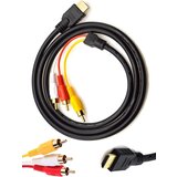 Venisymlis HDMI v RCA kabel 5 ft/1,5 m HDMI moški v 3-RCA video avdio AV komponentni pretvorniški kabel za HDTV (črn), (22060647) u