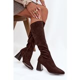 Boto Women's Heeled Boots with Stitching Chocolate Celandine Cene