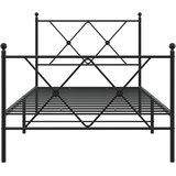  Metalni okvir kreveta uzglavlje i podnožje crni 90x190 cm | shoptok.hr