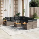 Maison Chic Seti vrtnega pohištva - Vrtna garnitura - Vrtni pohištvo set 9-delna z blazinami siv poli ratan, (21804060) | Shoptok.si