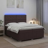  LED okvir za krevet s madracem Tamno smeđa 200 x 200 cm Tkanina | shoptok.hr
