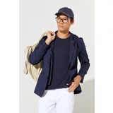 ALTINYILDIZ CLASSICS Men's Navy Blue Slim Fit Slim Fit Mono Collar Cotton Patterned Blazer Jacket
