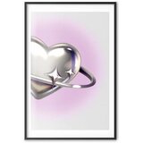  Plakat Cosmic Heart - silver heart with a ring on a purple background 29.7x42 Crni okvir s margom | shoptok.hr