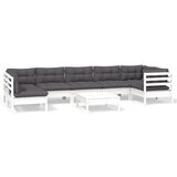 Maison Chic Seti vrtnega pohištva - Vrtna garnitura - Vrtni pohištvo set 8-delna z blazinami bela borovina, (21801422) | Shoptok.si