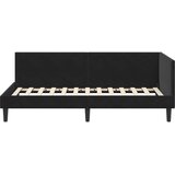  Kutni okvir kreveta s uzglavljem Crna 90 cm x 200 cm Baršun | shoptok.hr