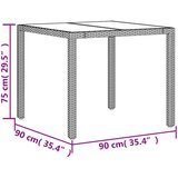  Vrtni stol sa staklenom pločom smeđi 90x90x75 cm od poliratana | shoptok.hr