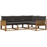 vidaXL Zunanja garnitura za sedenje z blazino 4 pcs Naravna in črna, (5000273462) | Shoptok.si