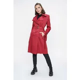 By Saygı Bondite Trench Coat in Satin with a Belt Waist and Buttons at the Front.
