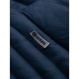 Ombre Men's lightweight jacket of combined materials with hood and decorative quilting - black | Shoptok.si