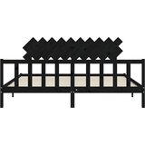  Okvir za krevet s uzglavljem crni 200 x 200 cm od masivnog drva | shoptok.hr