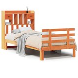 vidaXL Knjižna postelja brez vzmetnice vošč. rjava 100x200 cm borovina | Shoptok.si