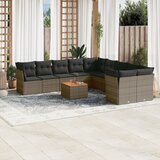 vidaXL 11-dijelni set vrtnih sofa od poliratana s jastucima sivi | shoptok.hr