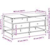  Stolić sa staklenom površinom boja hrasta 98,5x50x45 cm čelik | shoptok.hr