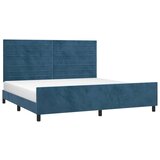  Posteljni okvir z vzglavjem temno moder 200x200 cm žamet, (20905993) | Shoptok.si