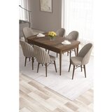Hanah home Roz - Baroque, Cappuccino BaroqueCappuccino Extendable Dining Table & Chairs Set (7 Pieces) | ePonuda.com