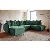 Miuform Zelena sklopiva kutna garnitura od samta (s desnim kutom/u obliku slova "U") Lazy Lukka – | shoptok.hr