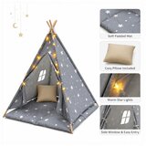 Ginger Home Dečiji pamučni šator little stars, sivi sa zvezdama, 100% pamuk, sa mekom podlogom za punjenjem, jastukom i led svetlima ( JW | Eponuda.com