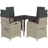  5-dijelni vrtni blagovaonski set od poliratana s jastucima sivi Siva Dužina stola 80 cm | shoptok.hr