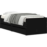 vidaXL Posteljni okvir s predali črn 90x190 cm | Shoptok.si