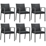  7-dijelni vrtni blagovaonski set s jastucima poliratan i čelik Crna Dužina stola 200 cm | shoptok.hr