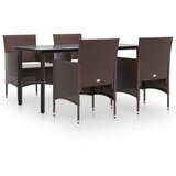  5-dijelni vrtni blagovaonski set s jastucima smeđe-crni | shoptok.hr