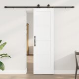 vidaXL Drsna vrata s kompletnim setom 'ORKDAL'Bela trdna lesena borovina | Shoptok.si