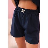 Kesi Włoski Women's set with a frill – a short-sleeved blouse and shorts with an elastic band navy blue | Shoptok.si