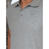 DStreet Koszulka męska polo z naszywką szara | Shoptok.si