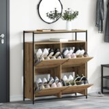 Ormarić za cipele s 4 klizna vrata Artisan hrast 100x34x112 cm | shoptok.hr