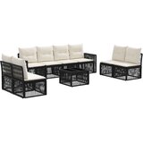vidaXL Vrtna sedežna garnitura 9 pcs Črna in krem bela poli ratan, (5000269608) | Shoptok.si