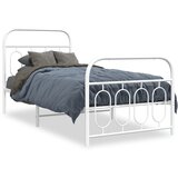 vidaXL Kovinski posteljni okvir z vzglavjem in vznožjem bel 80x200 cm | Shoptok.si
