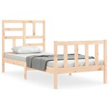 The Living Store Posteljni okvir z vzglavjem 90x200 cm trden les - Posteljni Okvir, (21527982) | Shoptok.si