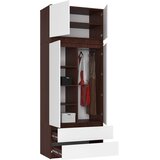 AKORD Garderobna Omara Z Nadgradnjo, 2 Vrata In 2 Predala, Wenge/Bela, (5000331741) | Shoptok.si