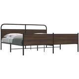  Metalni okvir kreveta bez madraca smeđa boja hrasta 193x203 cm | shoptok.hr