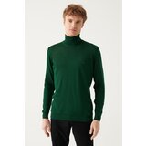 Avva Men's Green Full Turtleneck Wool Blended Standard Fit Normal Cut Knitwear Sweater Cene