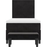 vidaXL Krevet s podlogom s madracem i klupom Crna 80x200 cm Baršun | shoptok.hr