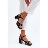 EVENTO Women's High Heel Chunky Sandals Eco Leather Black Jatine | shoptok.hr