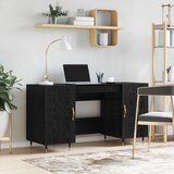 vidaXL Miza s polico Črni hrast 140 x 50 x 75 cm Konstruiran les | Shoptok.si