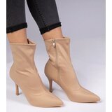 Gemre Beige satin-finish stiletto ankle boots Sanoris | ePonuda.com
