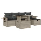 Maison Chic Seti vrtnega pohištva - Vrtna garnitura - Vrtni pohištvo set 6-delna z blazinami siv poli ratan, (21808775) | Shoptok.si