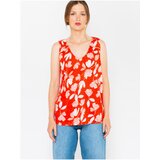 Camaieu Orange Floral Linen Blouse - Women Cene