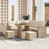vidaXL Vrtna sedežna garnitura z blazino 8 pcs Bež Poly ratan | Shoptok.si